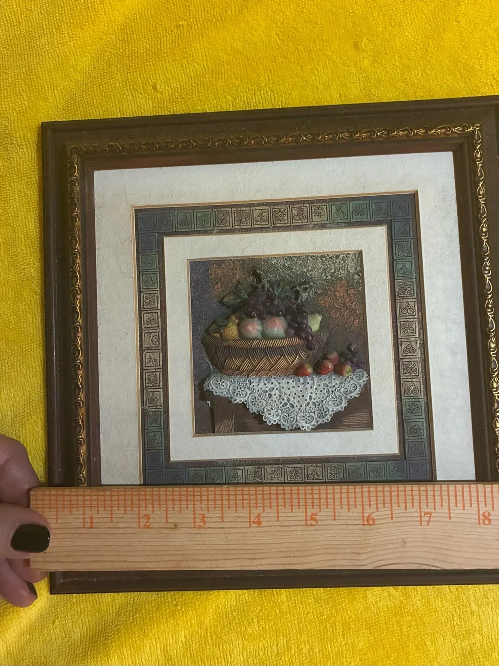 Hand painted resin relief sculpture-3D art by A.Richesco Corp. w/stand